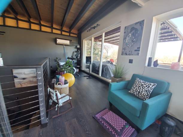 An upstairs lounge inside a completed Carbon Dwell.