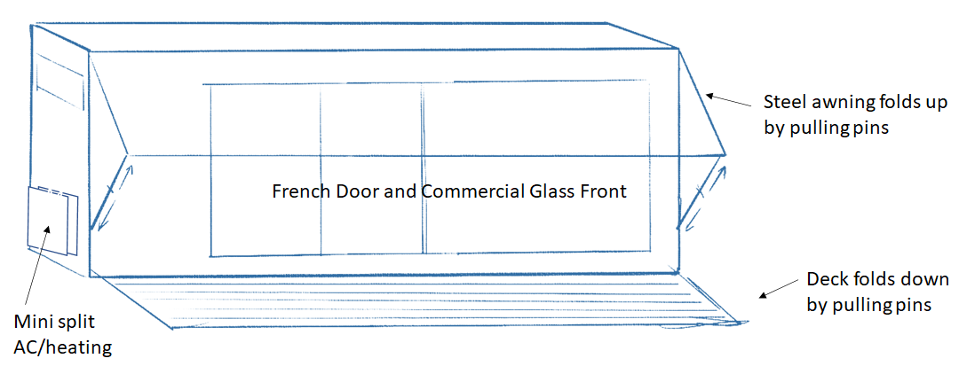 The Do it Your-Selfer floor plan with a folding steel awning and deck.
