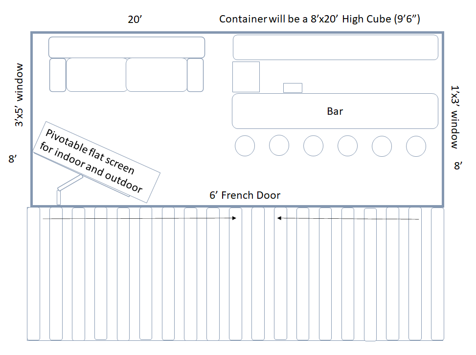 The Tap Room floor plan with a wet bar and optional bathroom or bunk room.